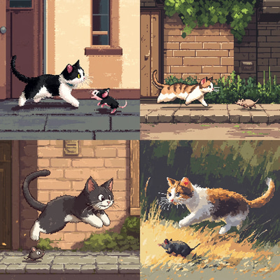 Cat Chasing Mouse Pixel Animation - Charming Retro Pixel Art Animation for Indie Games and Creative Projects