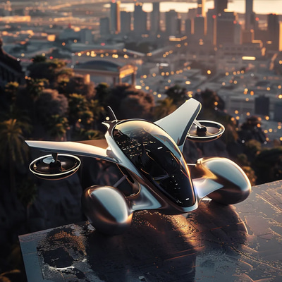 AeroLuxe VTOL Commuter Concept - Visionary Vehicle & Prop Concept Art for Futuristic Urban Mobility