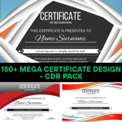 150 Mega Certificate Design CDR Pack - Premium Editable Virtual Certificates for Professional Recognition and Events