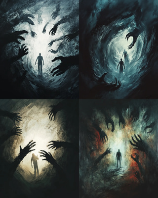 Person Pulled Into the Unknown - Psychological Horror Dark Art for Immersive Storytelling and Creative Projects