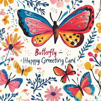 Butterfly Happy Mothers Day Greeting Card - Elegant Floral Design for Heartfelt Celebrations and Personal Messages