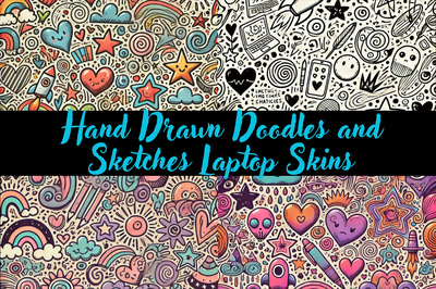 Hand-Drawn Doodles Laptop Covers - Artistic Laptop Skins for Personal & Professional Style Enhancement