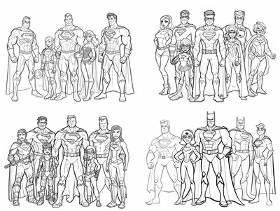 Superhero Family Coloring - Dynamic Comic-Style Coloring Pages for Creative Fun and Skill Building