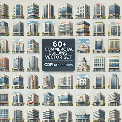 60+ Commercial Building Vector Set - Urban Architecture Icons for Designers and Marketers