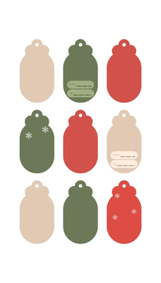 Christmas Tags Set Red Green Illustrative - Festive Packaging Labels for Seasonal Branding and Gift Storage Solutions