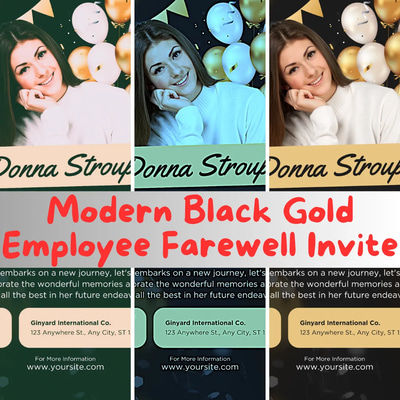 Modern Black Gold Employee Farewell Invite - Elegant Corporate Event Template for Professional Social Programs