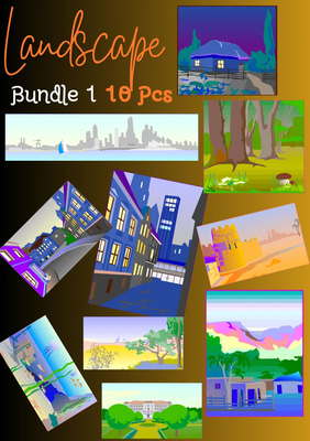 10+ Scenic Landscapes - Nature View Pack - Serene Hand-Drawn Nature Illustrations for Creators and Designers