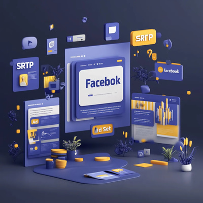 12 SRTP Facebook Ad Set - BlueWave Studio Social Media Ads Template for Engaging Campaigns and Brand Growth