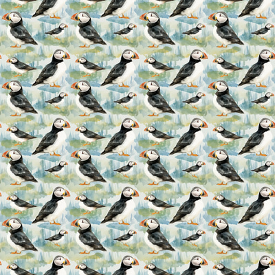 Atlantic Puffin Coastal Patterns - Artistic Animal & Nature Textures for Creative Prints and Digital Designs
