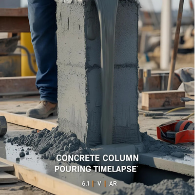 Concrete Column Pouring Timelapse - Cinematic Aerial Time-Lapse Video Clips for Dynamic Visual Projects