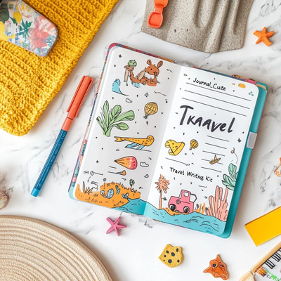JetSet Journal Cute Travel Writing Kit - Charming Planner for Adventure Memories and Creative Travel Stories
