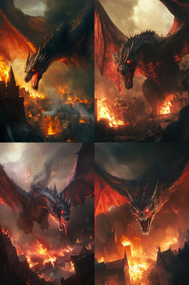 Fiery Monstrous Dragon Artwork - Dark Horror Creature Design for Artists and Storytellers