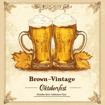 Brown Yellow Vintage Oktoberfest Celebration Flyer - Classic Food Invitation Design for Festive Events and Community Gatherings