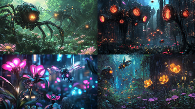 Cybernetic Garden Biome - Immersive Bio Punk Art for Sci-Fi Creators and Futuristic Visuals