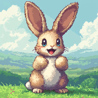 Fluffy Bunny Pixel Avatar - Charming Pixel Art Icons and Avatars for Creative Projects and Digital Branding