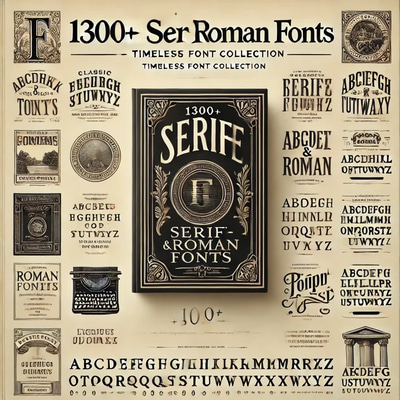 1300+ Serif & Roman Fonts - Timeless Font Collection for Elegant, Versatile Typography in Branding and Design