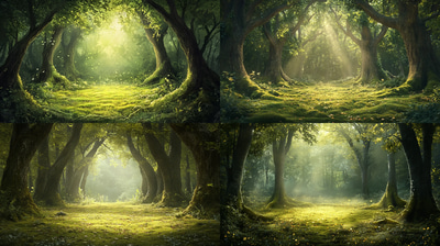 Magical Woodland Clearing - Serene Forest Landscape Art for Creative Prints and Digital Decor