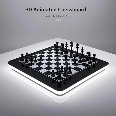 3D Animated Chessboard in Motion - Dynamic 3D Sports & Fitness Visuals for Engaging Video Projects