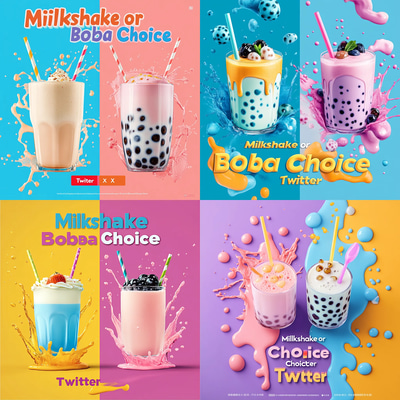 Milkshake or Boba Choice Twitter X - Engaging Twitter Posts and Ads Templates for Social Media Creators and Marketers