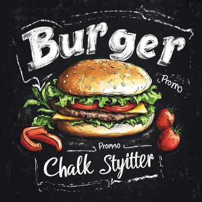 Burger Promo Chalk Style Twitter X - Creative Social Media Templates for Engaging Twitter Ads and Posts