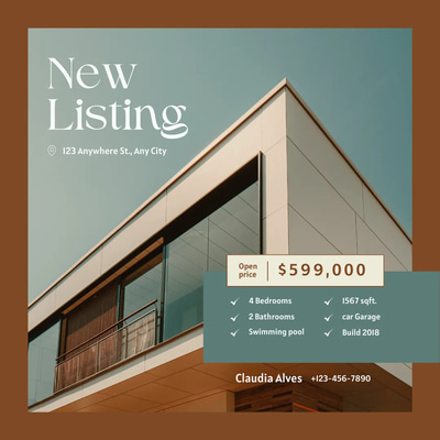 Clean Minimal Listing Insta Template - Sleek Real Estate Flyer Designs for Agents and Marketers