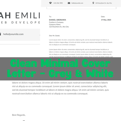 Clean Minimal Cover Letter Grey & White - Professional Business Templates for Impactful Job Applications and Personal Branding