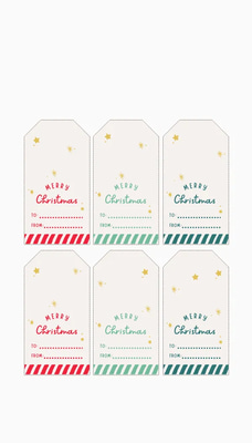 Christmas Tag Red Green Illustrated Gift - Festive Storage and Gift Label Templates for Seasonal Branding and Packaging
