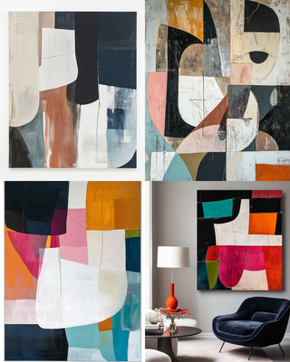Mixed Sharp and Soft-Edged Abstract Wall Design - Contemporary Abstract Art for Modern Interiors and Creative Spaces