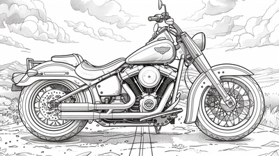 Classic Motorcycle Coloring - Vintage Transport-Inspired Pages for Relaxation and Creativity