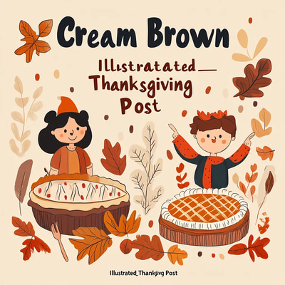 Cream Brown Illustrated Thanksgiving Post - Warm Harvest Wishes for Seasonal Greetings and Social Sharing