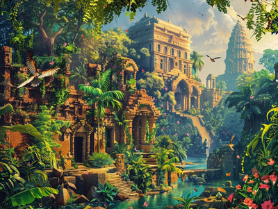 Emerald Canopy - Lush Jungle Habitat - Immersive Digital Environmental Illustrations for Designers and Storytellers