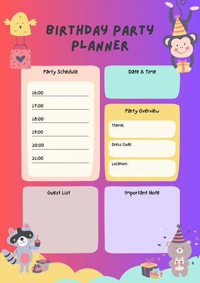Birthday Zoo Animal Party Planner - Creative Event Organizer for Memorable Birthday Celebrations