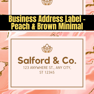 Business Address Label - Peach & Brown Minimal - Sleek Shipping & Retail Label Templates for Professional Branding
