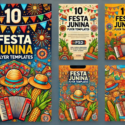 10 Festa Junina Flyer Templates - Vibrant Multi-Channel Social Media Ads for Festive Branding and Event Promotion