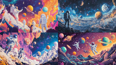 Cosmic Space Theme Mural - Vibrant Graffiti Art Mural for Urban Creatives and Wall Decor