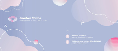 Abstract Studio Envelope - Pink Blue Gradient - Sleek Business Envelope Template for Professional Stationery and Branding