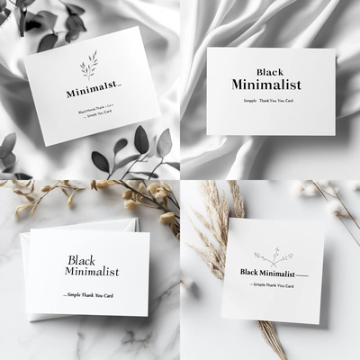 Black Minimalist Simple Thank You Card - Elegant Gratitude Note for Personal and Business Use