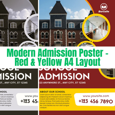 Modern Admission Poster Red Yellow A4 Layout - Vibrant School Enrollment Design for Educational Campaigns and Admissions Teams