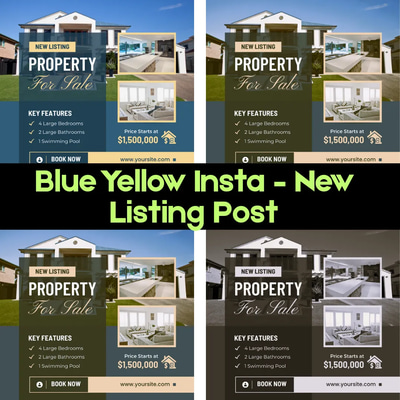 Blue Yellow Insta New Listing Post - Vibrant Real Estate Flyer Templates for Engaging Social Campaigns