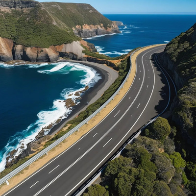 Aerial Coastal Road Footage - Cinematic Urban and Coastal Views for Filmmakers and Content Creators