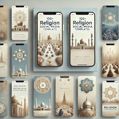 SocialFusion Lab 100+ Religion Social Media Templates - Versatile Multi-Platform Ads for Spiritual & Faith-Based Engagement