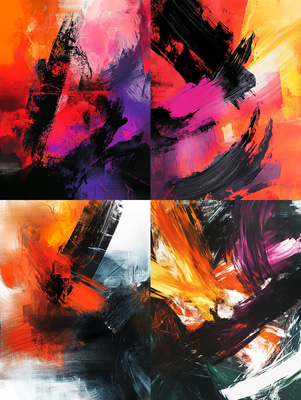 Bold Abstract Expressionist Digital Wall Art - Dynamic Contemporary Decor for Creative Spaces and Modern Interiors
