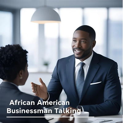 African American Businessman Talking - Professional Stock Video for Business & Technology Presentations