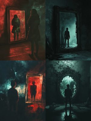Person Facing Darkness Artwork - Atmospheric Psychological Horror Art for Dark Storytelling and Immersive Designs