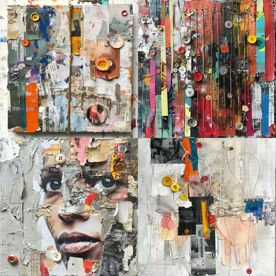 Magazine Abstract Mixed Media Collage - Contemporary Abstract Art for Creative Spaces and Visual Storytelling