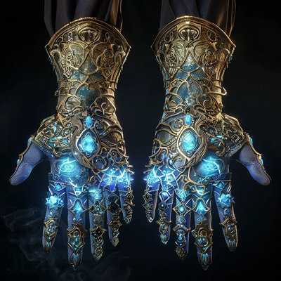 Elemental Grasp Channelers Gauntlets - Visionary Concept Art for Weapon and Armor Design Enthusiasts