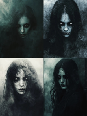 Pale Ghostly Woman Portrait - Haunting Digital Horror Portrait for Dark Art Creators and Storytellers