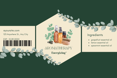 Aromatherapy Label - Green Illustrated Style - Designer-Ready Packaging Label Template for Wellness Products