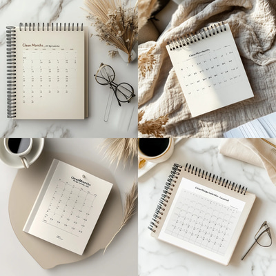 CleanMonths 2024 Beige Calendar Layout - Minimalist Yearly Planner Design for Efficient Long-Term Organization