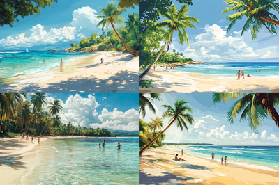 Azure Haven Summer Beach Paradise - Vibrant Digital Seasonal Environment Art for Creative Projects and Visual Storytelling